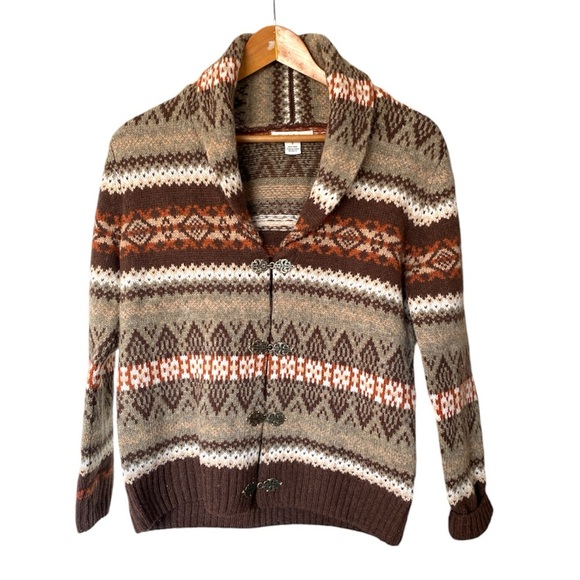 Telluride Clothing Co. Cardigan. Fair Isle Shawl Collar, 100% Wool, Size Small - Picture 1 of 10